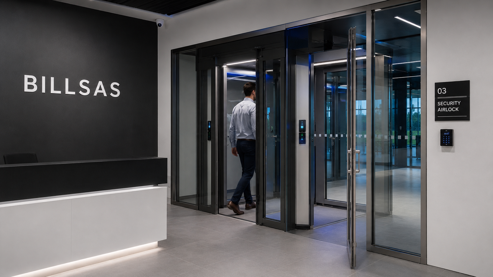 A BILLSAS security airlock and controlled entry area inside the deployment center.