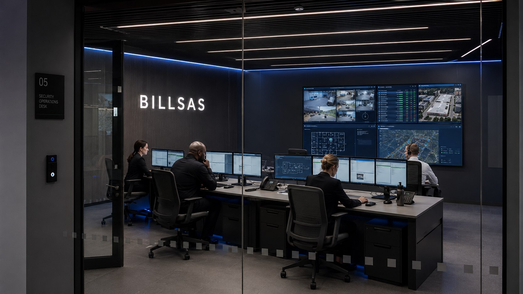 BILLSAS security operations analysts monitoring AI compute infrastructure dashboards.