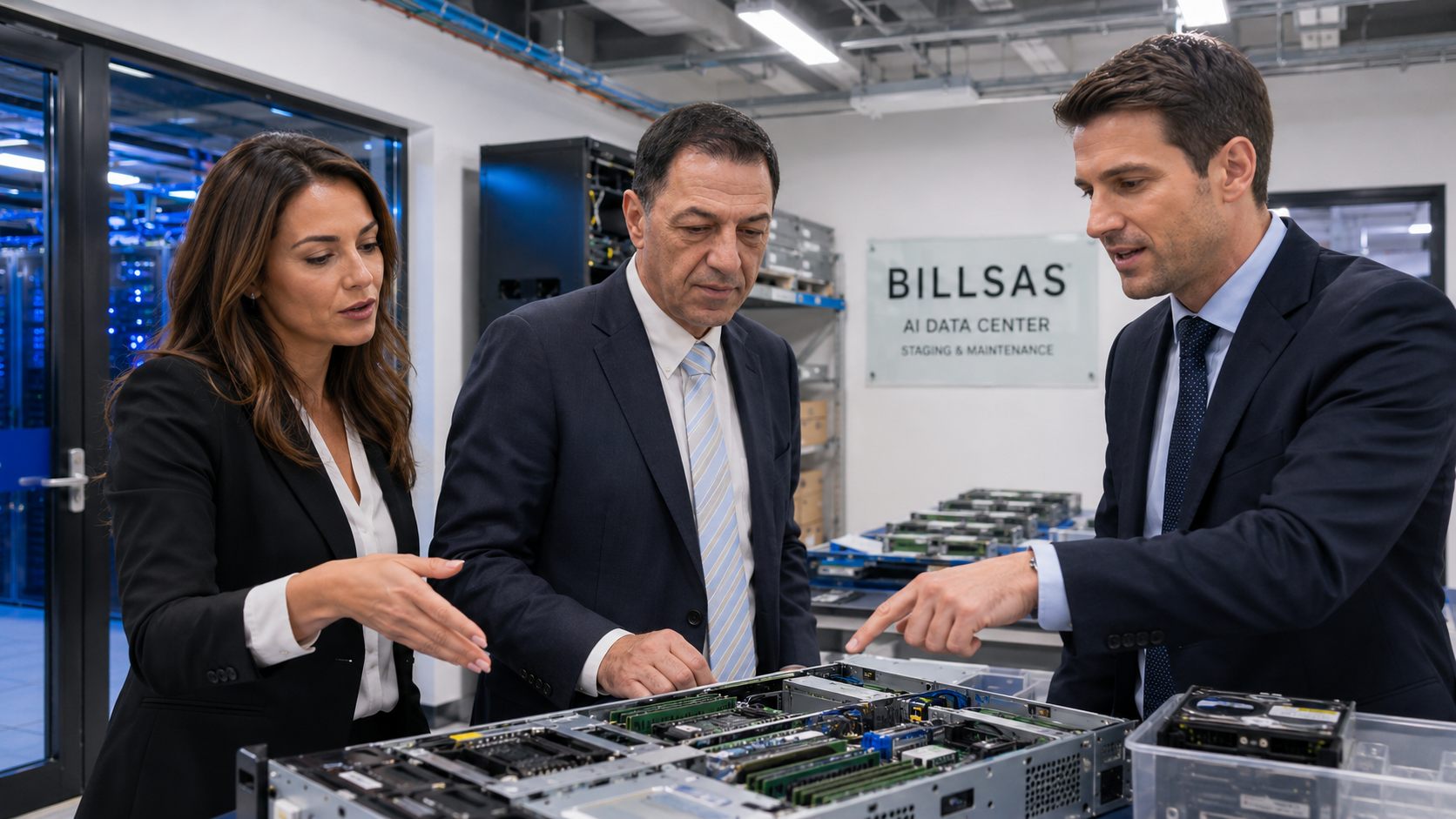 BILLSAS project team reviewing compute hardware components.