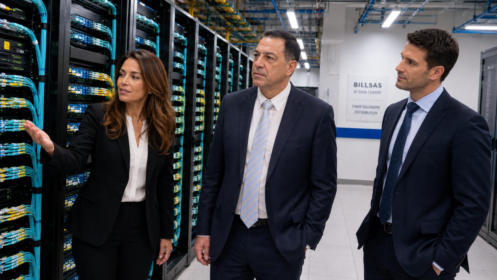BILLSAS project team inspecting rack systems inside the data center.